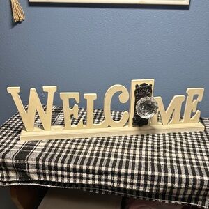 Cream Welcome Sign with Crystal Knob by The Design House